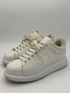 Alexander McQueen Men’s Oversized White Sneakers With Shearling Lining Size 8 US